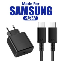 5A 45W PD USB-C Fast Charger for Samsung S22 S23 S24 Note 20 A14 A15 A25 A52 A53 A54 Type C Super Quick Charge Cable 1m 1.5m 2m