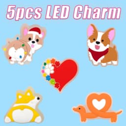 5PCS LED Shoe Charms Cats Dogs Unicorns Lighted Shoe Decorations Gamepad Cameras Diamond LED Pins for Women Girls Clog Buckles