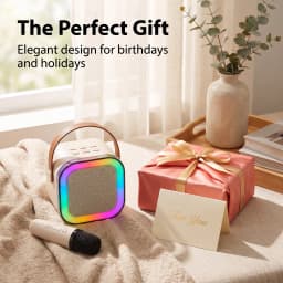 Portable Karaoke Machine Bluetooth Speaker with 2 Wireless Microphones RGB LED Light Home Party Singing Speaker HandheldKTV Gift