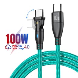 AUFU USB Type C Cable 5A PD100W Fast Charging Charger Wire Cord for MacBook Pro Xiaomi iPad Samsung 180° Rotate USB-C Cable