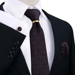 Necktie Ring For Men Luxury Tie Handkerchief Cufflinks With Gold Metal Ring Suit Paisley Red Tie For Wedding 8cm Man Accessories