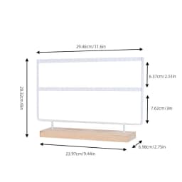 2-Tier 46-Hole Earring Display Holder Metal Wood Stand Jewelry Storage Organizer Ear Stud Rack Gift for Women