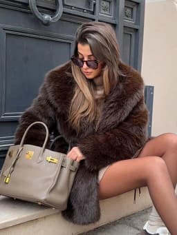 With Belt Fur Coat Fluffy Large Heart Shaped Waist Cinching Deep V Mid Length Overcoat Warm Plush Women Trend Outwear Winter Top
