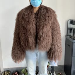 Beiziru Women's Real Mongolian Fur Winter Coat Thick Warm Fashionable Jacket with High-Quality Turndown Collar
