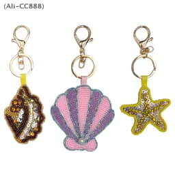 Cute Conch/Starfish/Crab/Seashell Appliques Embroidered Beaded Decals Keychains DIY Bags Charms Ocean-theme Hanging Ornament