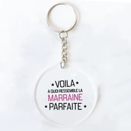 Best Godmother In World Print Keychain Circle Monogram Acrylic Keyring Fashion Key Chain Festive Birthday Gifts for Marraine