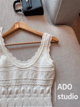 Korobov Solid Color Sweet A-line Dresses Ruffled Knitted Vest Dress for Women Summer French Style Hollow Short Skirt