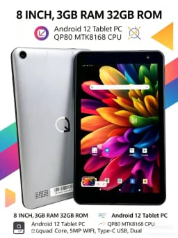 8 INCH 3GB RAM 32GB ROM A1 Android 12 QP80 WIFI Tablet PC Newest Sales 1024 X 600 Pixels MTK8168 QuadCore 1.4GHz GPS WIFI
