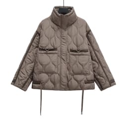 Vintage Stand-Collar Argyle Light Cotton Jacket , 2025 Korean Style Autumn Winter Women's Loose Long-Sleeve Casual Cotton Jacket
