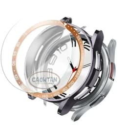 Tempered Glass+Bezel+Case For Samsung Galaxy Watch 6 Classic 43mm 47mm Cover TPU Bumper All-Around Protector Clear Screen Bezels