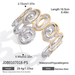Uworld Unique Stainless Steel Metal Wide Cuff Open Bracelet Bangle 18K Gold PVD Plated Waterproof Fashion Essential Jewelr