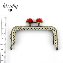 KISSDIY 10pcs 8.5CM Rose Head Pattern Purse Frame Antique Bronze Square Shape Bag Kiss Clasp Lace Metal DIY Bag Accessories