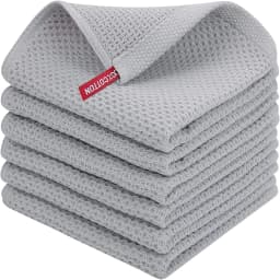 1/6Pcs Hot-selling Pure Cotton Honeycomb Kitchen Square Towel Set Easy To Clean with Hook Waffle 30*30cm