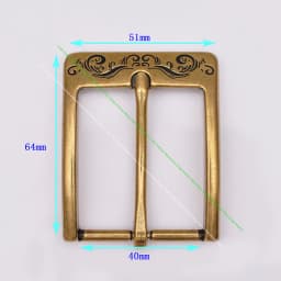 Men Vintage Brass Flower Engraved Rectangle Prong Pin Tongue Leathercraft Jeans Leather Belt Buckle Replacement Inner Size 40mm