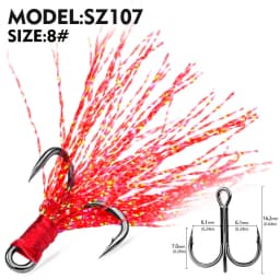 5Pcs 10Pcs Fishing Treble Hooks 4X Strength With Feather Tackle Fishing Hook Stronger Carbon Steel Barbed Fishhooks Pesca