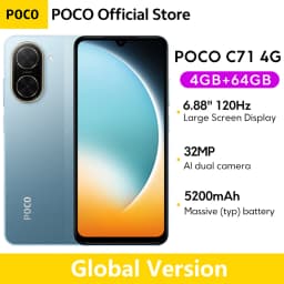 Global Version POCO C71 Smartphone UNISOC T7250 Processor Immersive 6.88" Display 32MP Al Dual Camera 15W Charging 5200mAh