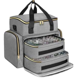 Large Capacity Nail Polish Organizer Bag with Shoulder Strap 96 Compartment Nail Care Kit Bag Handheld Makeup Bag