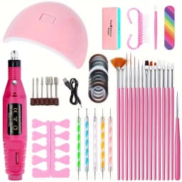 LINMANDA Nail Art Kit with 54W UV 18Pcs Lamp Glue Dryer Polisher Dead Skin Remover Finger Separator Manicure Pedicure Home Use
