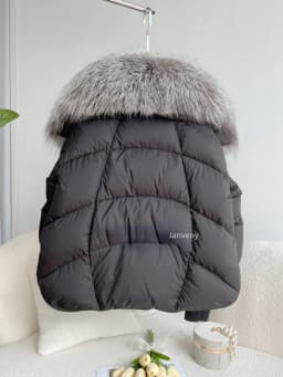 Janveny Large Real Silver Fox Fur Collar 2026 White Duck Down Jacket Women Winter Luxury Puffer Coat Oversize Feather Outwear
