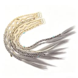 Bohemian Long Hair Braid Hand Woven Wig Braid with Decorative Hair Accessories Easy to Wear Synthetic Hair Clip Braid synthetic