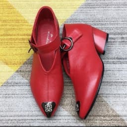 Women's V-neck Ankle Boots Ladies Big Size 34-43 Designer Shoes Heel with Heart-shaped Women Autumn Hook & Loop Mary Jane Boots