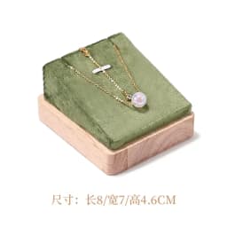 Solid Wood Green Velvet Jewelry Display Stand for Ring Stud Necklace Pendant Bracelet Storage and Display Rack