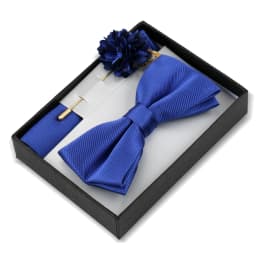 Bowtie Man Flower Brooch Set With Box Pocket Square Butterfly Lapel Pin Bow Tie Set For Men Wedding Suit Accessories Gift Cravat