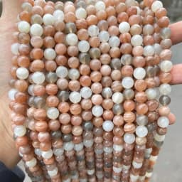 3A Natural Mixed Moonstone Sunstone Beads Round Smooth Loose Spacer Gemstone For Jewelry Making Diy Bracelet Necklace Accessory
