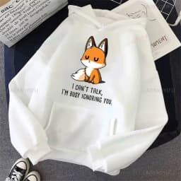 Cute I Don't Give A Fox Cute Animal Kawaii Hoodie Loose Fleece Pullover Hip Hop Hoodies Streetwear Cartoon Women Men Sweatshirts