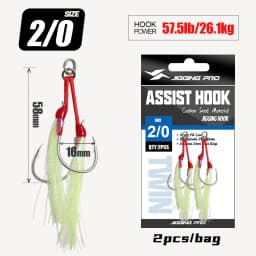 JIGGING PRO 1/0 2/0 3/0 4/0 Heavy Duty Double Assist Hooks Steel Wire Core Jigging Hooks Luminous Saltwater Fishing Tackle