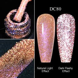 Mtssii Reflective Glitter Gel Pink Sparkling Sequins Gel Nail Polish Soak Off UV Nail Gel Semi-permanent Nail Art Decoration