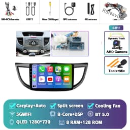 Android 16 Carplay Auto Car Radio Multimedia Player For Honda CRV CR-V 2012-2016 WIFI+4G DSP Autoradio Stereo 2din Head Unit