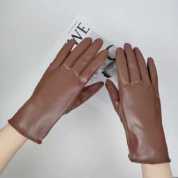Winter Female Solid Sport Cycling Windproof Mitten Women PU Leather Plus Plush Thick Velvet Warm Driving Waterproof Glove O86