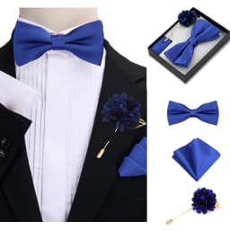 Bowtie Man Flower Brooch Set With Box Pocket Square Butterfly Lapel Pin Bow Tie Set For Men Wedding Suit Accessories Gift Cravat