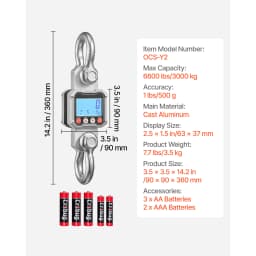 SucceBuy 3000kg/10000kg Digital Crane Scale with LCD & 3 Unit Switch Remote Control Industrial Hanging Scale for Garage Factory