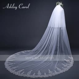 Ashley Carol Customized Wedding Veils With Comb Lace custom made length Cathedral Wedding Veil Wedding Accessories