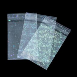 50pcs Holographic Shiny Transparent Plastic Bag Self Sealing Colorful Jewelry Bag for Necklace Bracelet Gift Packag Storage Bags