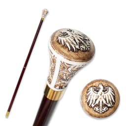 Prussian Imperial Crown Eagle Walking Cane Detachable Wooden Walking Stick With Cream Brown Carved Handle for Men And Women