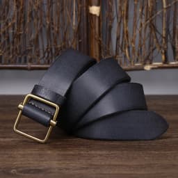 3.8CM No Hole Men's Belt Thick Genuine Leather Strap Copper Buckle Cowhide Casual Jeans Belt High Quality Retro Luxury Male Belt
