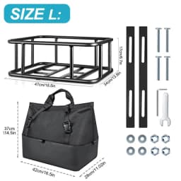 NEWBOLER E-Bike Cargo Rack Bag Iron Large Capacity Bike Basket Rear Rack Bike Baskets for Outdoor Travel Shopping MTB Road Bike