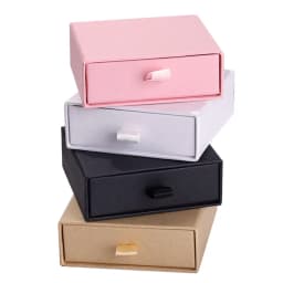 Multiple-Use Jewelry Packaging Box for Necklace, Bracelet, and Ring in Pink/White/Black