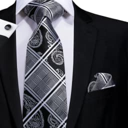 Hi-Tie Silk Wedding Tie For Men Blue White PlaidHandky Cufflink Set Fashion Designer Necktie For Men Business Party Dropship