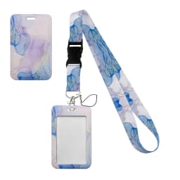 Simple Marble Heart Rainbow Card Holder with Buckle Lovely Hanging Rope ID Pass Hang Accessories Holder Lanyard Passr Case