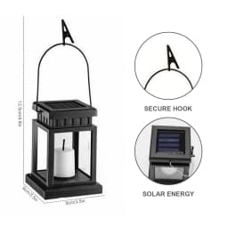 Solar Candle Lantern IP44 Waterproof Hanging Lantern Light Auto ON/OFF Solar Landscape Light for Garden Path Yard Patio Driveway