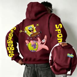 SpongeBob SquarePants Cartoon Anime 2026 New Spring and Autumn Men's and Women's Fashion Hooded Sports Hoodie