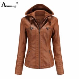 Yellow Red Faux Pu Leather Jackets 2025 Spring Autumn Fashion Zip up Top Outerwear Lady Basic Coats Plus Size Female Jackets New