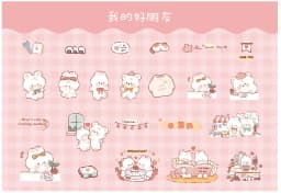 46pcs/pack PET Fleecy Pink Bunny Kitten Puppy Piggy Cute DIY Decorative Materials Kawaii Stationery Stickers Bag
