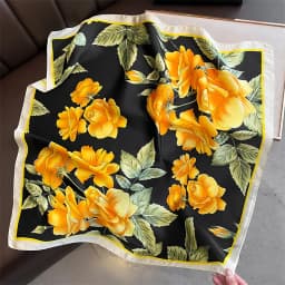 2025 New Yellow Lemon Print Square Silk Scarf for Women 70*70cm Neck Ties Fashion Decorate Neckerchief Female Hijab Bag Ribbions