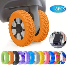 8PCS/Set Suitcase Wheels Protection Cover Silent Rubber Luggage Roller Cover Trolley Box Casters Cover Travel Luggage Caster Sho