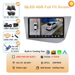Car Radio Android 16 Navigation GPS Carplay For Seat Leon 2 MK2 2005-2012 Multimedia Video Player Stereo DSP 360 Camera Wifi 4G